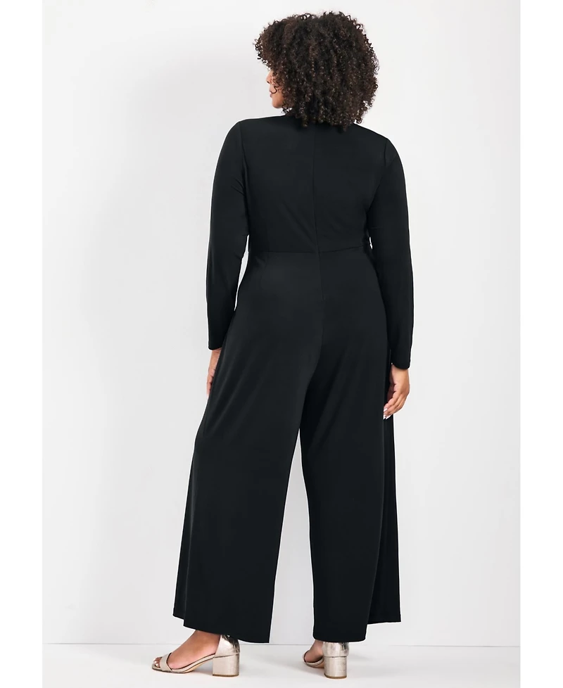 Avenue Women's Plus Glamour Wrap Front Jumpsuit
