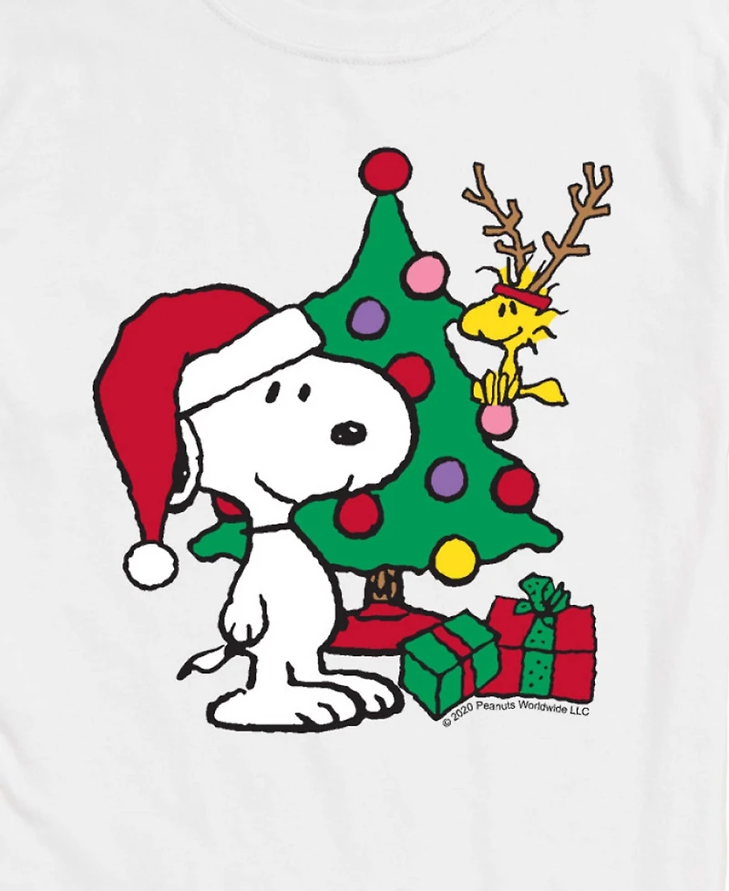 Airwaves Men's Snoopy and Christmas Tree Graphic T-Shirt