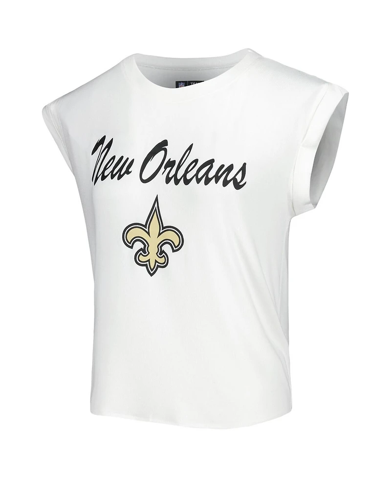 Concepts Sport 2-Piece Women's White/Cream New Orleans Saints Montana Knit Top and Shorts Sleep Set