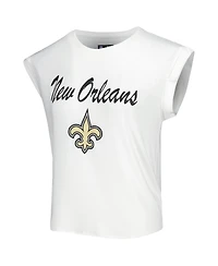 Concepts Sport 2-Piece Women's White/Cream New Orleans Saints Montana Knit Top and Shorts Sleep Set