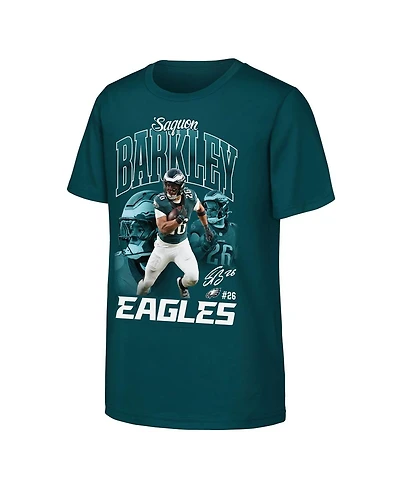 Outerstuff Big Boys and Girls Saquon Barkley Midnight Green Philadelphia Eagles Triple Pic T-Shirt