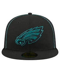 New Era Men's Black Philadelphia Eagles Soutache 59FIFTY Fitted Hat