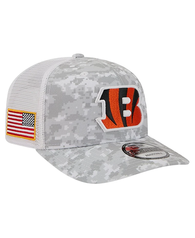 New Era Men's Gray Cincinnati Bengals Salute to Service Fan Pack 9SEVENTY Trucker Adjustable Hat