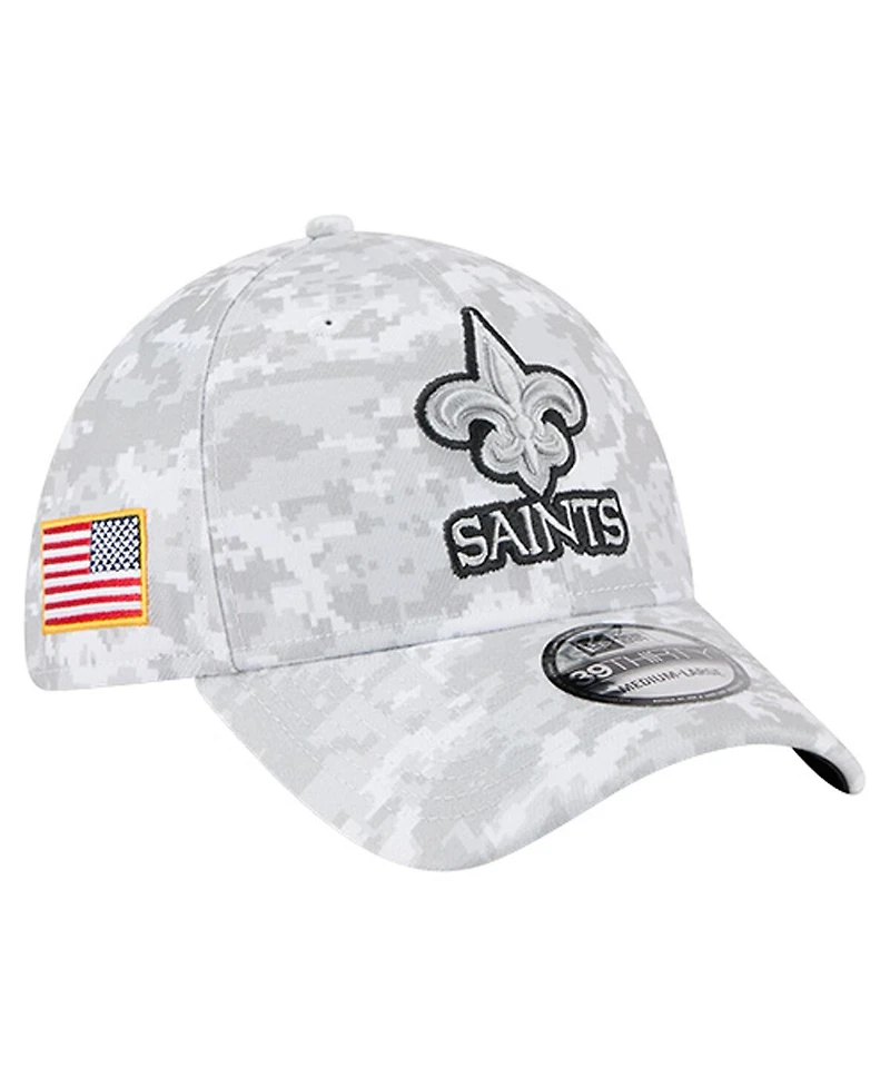 New Era Men's White Orleans Saints 2025 Salute to Service Digital Camo Fan Pack 39THIRTY Flex Hat