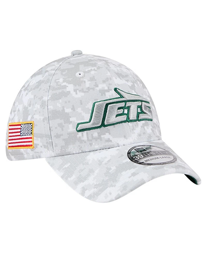 New Era Men's White York Jets 2025 Salute to Service Digital Camo Fan Pack 39THIRTY Flex Hat