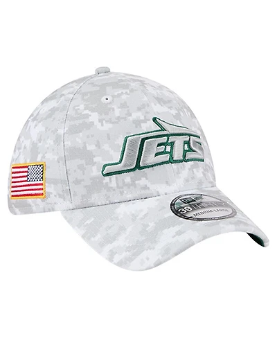 New Era Men's White York Jets 2025 Salute to Service Digital Camo Fan Pack 39THIRTY Flex Hat