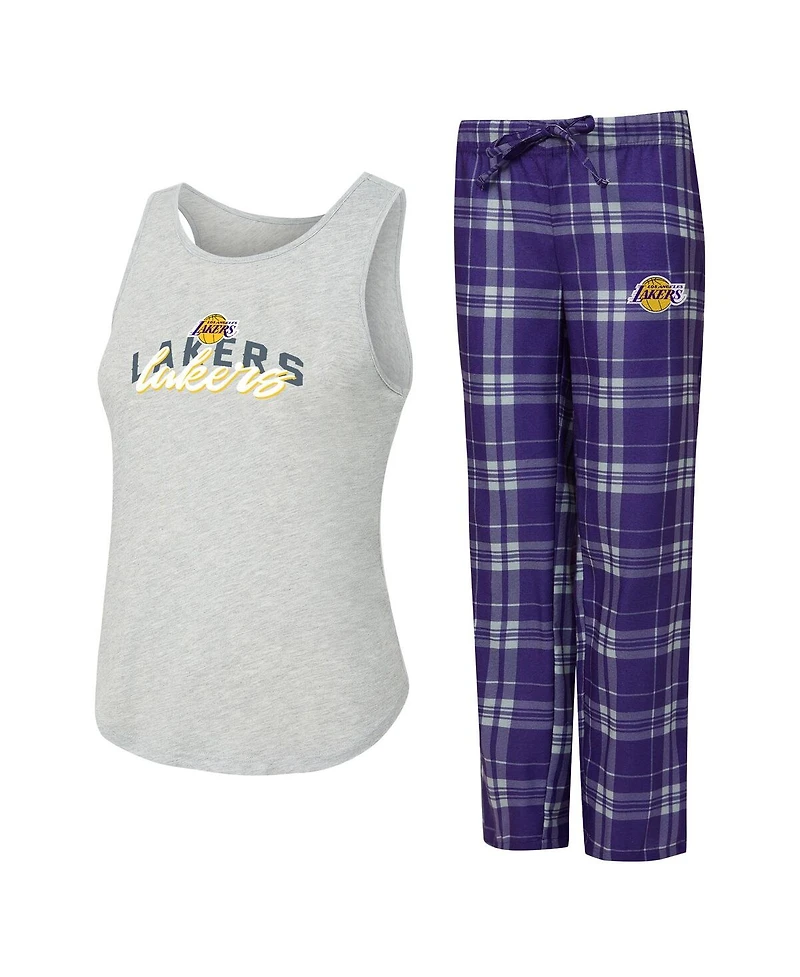 Concepts Sport Women's 2-Piece Purple/Heather Gray Los Angeles Lakers Regulate Tank Pant Set
