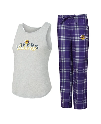 Concepts Sport Women's 2-Piece Purple/Heather Gray Los Angeles Lakers Regulate Tank Pant Set