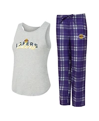 Concepts Sport Women's 2-Piece Purple/Heather Gray Los Angeles Lakers Regulate Tank Pant Set