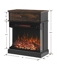 Flynama 25 inch Stand Side Table with 3-Sided glass Electric Fireplace