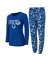 Concepts Sport Women's 2-Piece Royal Indianapolis Colts Chestnut Long Sleeve T-Shirt and Pant Sleep Set