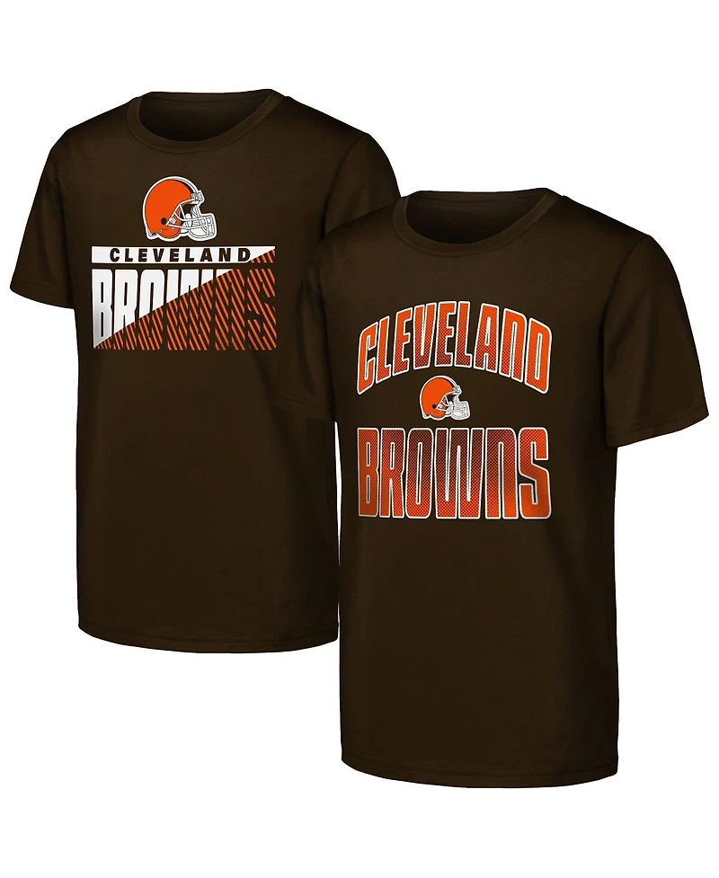Outerstuff Big Boys and Girls 2-Pack Brown Cleveland Browns Never Quit T-Shirt Set