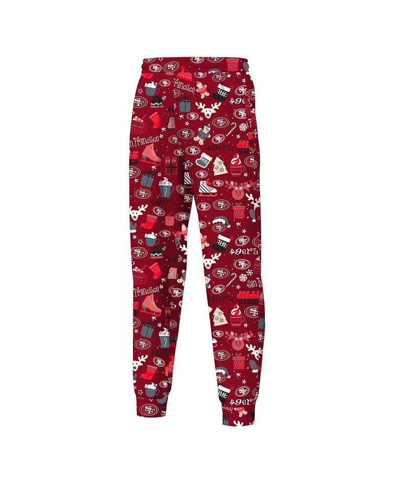 Outerstuff Big Boys and Girls Scarlet San Francisco 49ers Chestnut Holiday Sleep Set