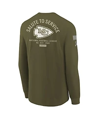 Nike Big Boys and Girls Olive Kansas City Chiefs 2025 Salute to Service Sideline Dri-fit Long Sleeve T-Shirt