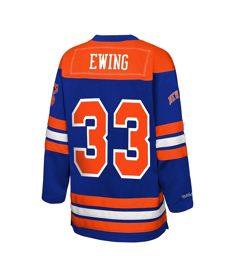 Mitchell & Ness Big Boys and Girls Patrick Ewing Blue New York Knicks Maxxed Out 2.0 Fashion Hockey Jersey