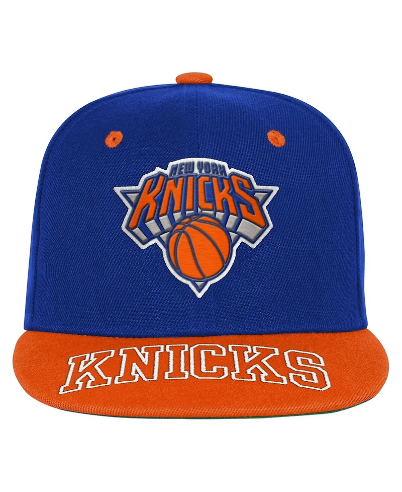 Outerstuff Big Boys and Girls Blue/Orange New York Knicks Two-Tone Snapback Hat