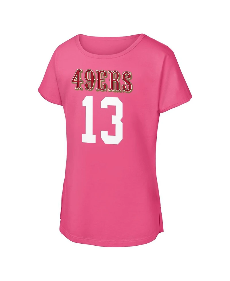 Outerstuff Big Girls Brock Purdy Pink San Francisco 49ers Player Name Number T-Shirt