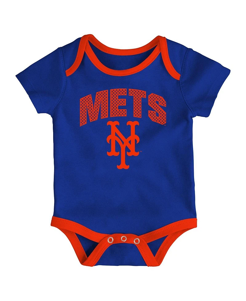 Outerstuff Baby Boys and Girls 3-Piece New York Mets All Day Play Bodysuit Set