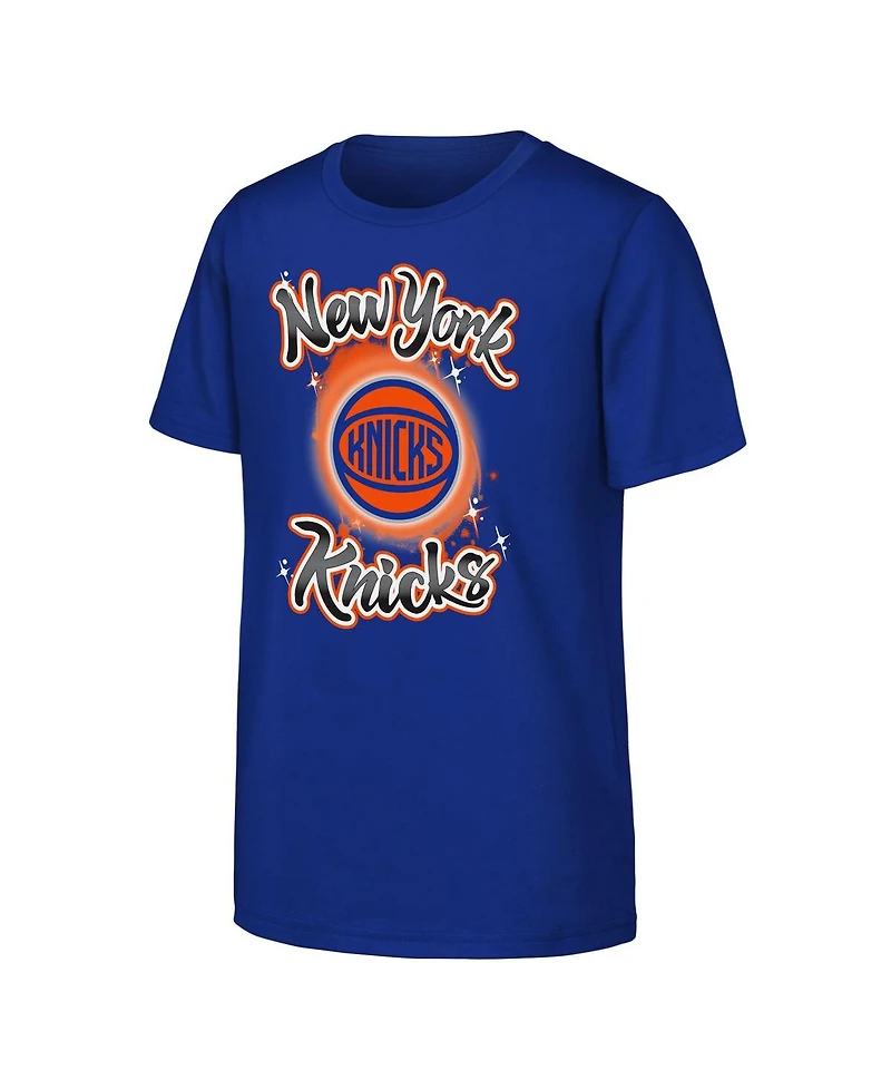 Outerstuff Big Boys and Girls Blue New York Knicks Air Brush T-Shirt
