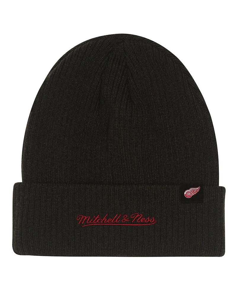 Mitchell & Ness Big Boys and Girls Black Detroit Red Wings Neon Line Lights Cuffed Knit Hat