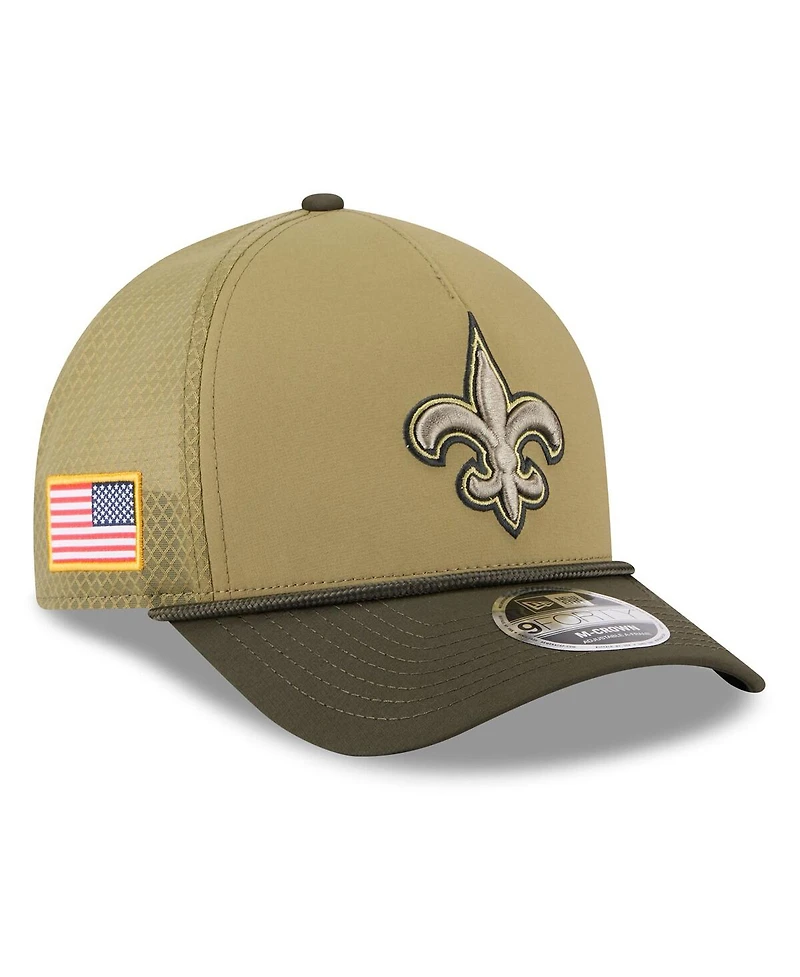 New Era Men's Green New Orleans Saints 2025 Salute to Service 9FORTY A-Frame M-Crown Adjustable Hat