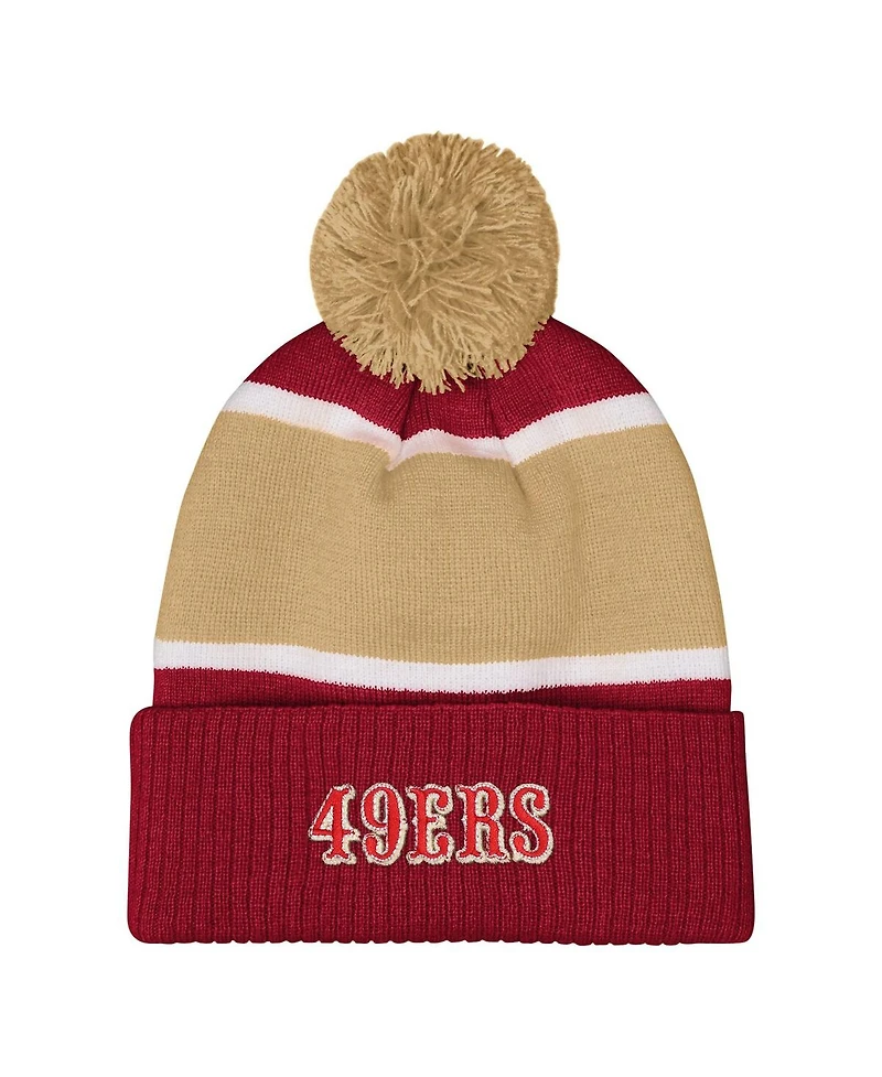 Outerstuff Girls Scarlet San Francisco 49ers Let's Play Cuffed with Pom Knit Hat