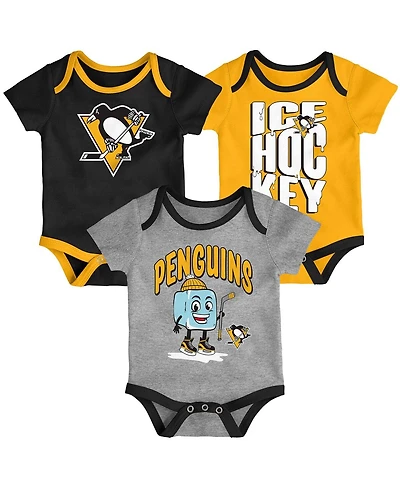 Outerstuff Baby Boys and Girls 3-Piece Pittsburgh Penguins Triple Header Bodysuit Set
