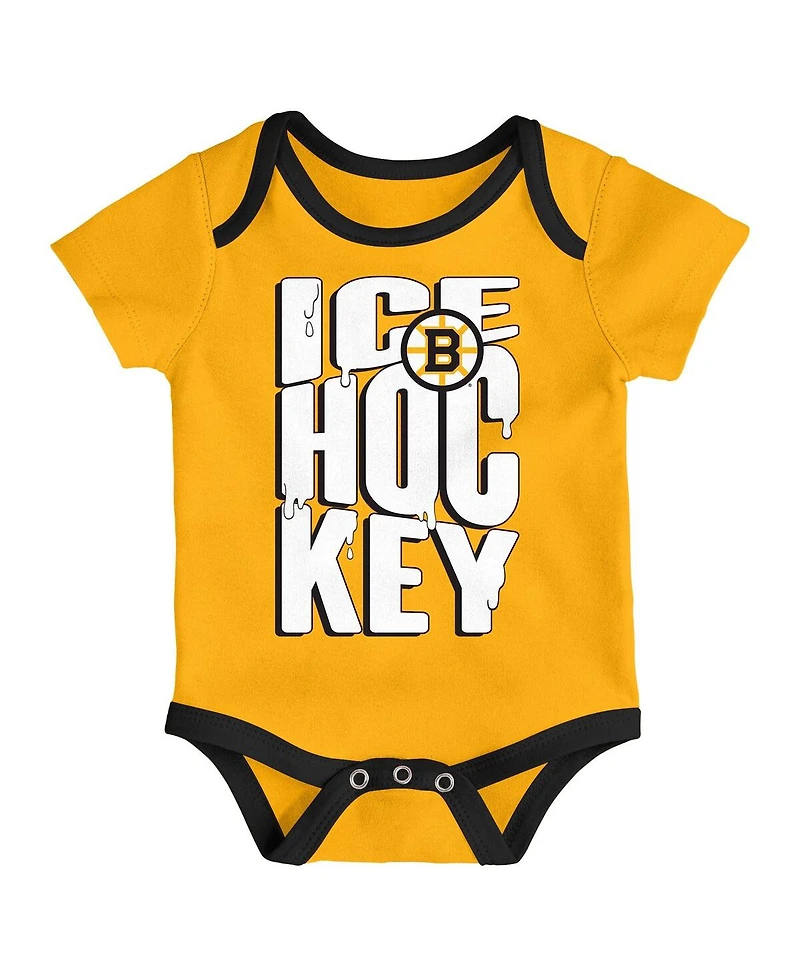 Outerstuff Baby Boys and Girls 3-Piece Boston Bruins Triple Header Bodysuit Set