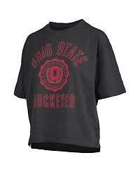 Pressbox Women's Black Ohio State Buckeyes Motley Crew Bishop Waist Length Oversized T-Shirt