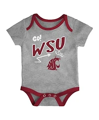 Outerstuff Baby Boys and Girls 3-Piece Red/Black Washington State Cougars All Day Play Bodysuit Set