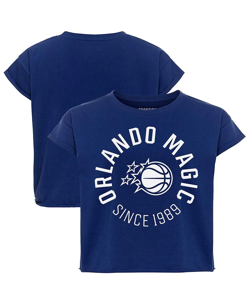 Sportiqe Women's Blue Orlando Magic Cropped Genuine Issue Collection Alana T-Shirt