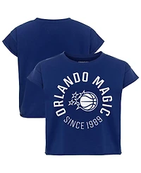 Sportiqe Women's Blue Orlando Magic Cropped Genuine Issue Collection Alana T-Shirt