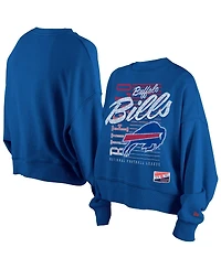 New Era Women's Royal Buffalo Bills Oversized Throwback Mineral Wash Crew Neck Sweatshirt