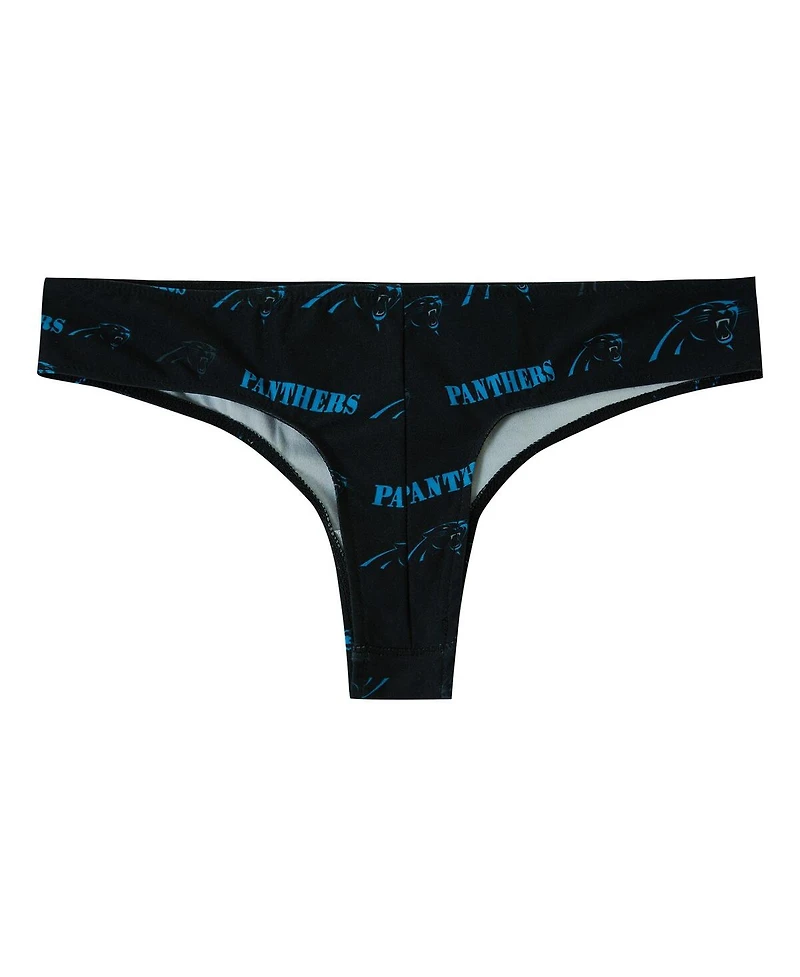 Concepts Sport Women's Black Carolina Panthers Mosaic All Over Print Thong