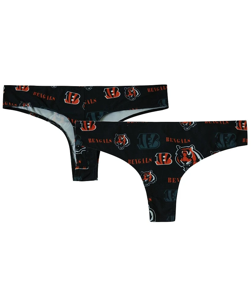 Concepts Sport Women's Black Cincinnati Bengals Mosaic All Over Print Thong
