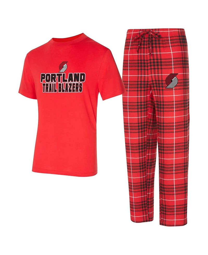 Concepts Sport Men's 2-Piece Red/Black Portland Trail Blazers Vector Top and Flannel Pants Sleep Set