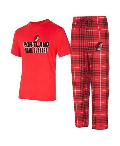 Concepts Sport Men's 2-Piece Red/Black Portland Trail Blazers Vector Top and Flannel Pants Sleep Set