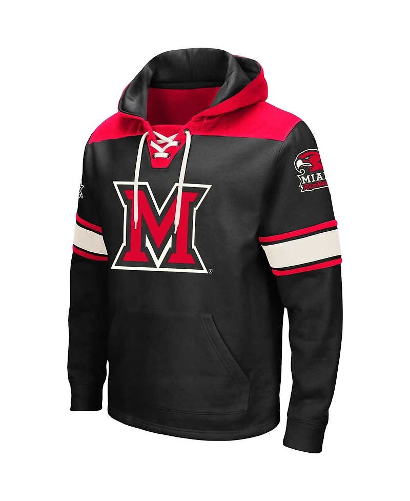 Colosseum Men's Black Miami University RedHawks 2.0 Lace-Up Pullover Hoodie