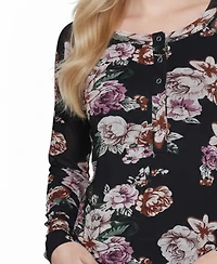 Ny Collection Women's Long Raglan Sleeve Mesh Top