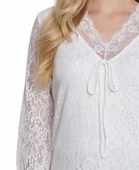 Ny Collection Women's Long Bell Sleeve Lace Top
