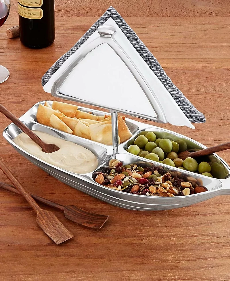 Uncommon Goods Rowboat Aluminum Serving Bowl With Napkin Holder