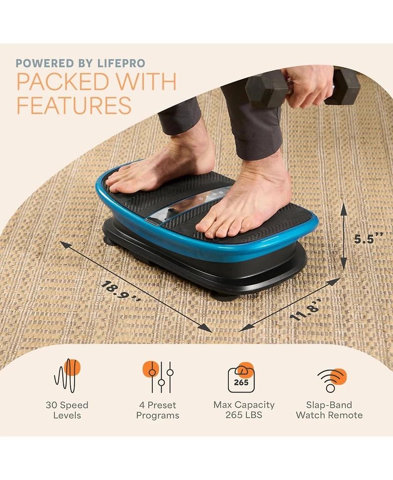 Lifepro Voice Controlled Vibration Plate – Whole Body Vibration Platform with Curved Ergonomic Design – Supports Lymphatic Drainage, Mus