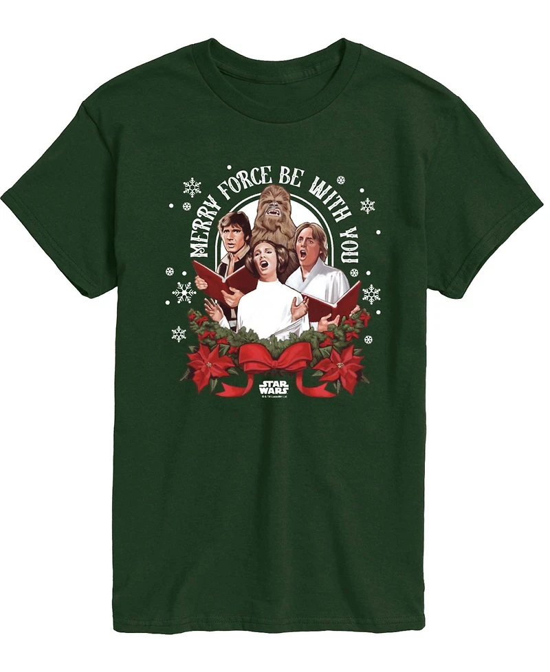 Airwaves Men's Star Wars Christmas Force Be With You Short-Sleeve Graphic T-Shirt