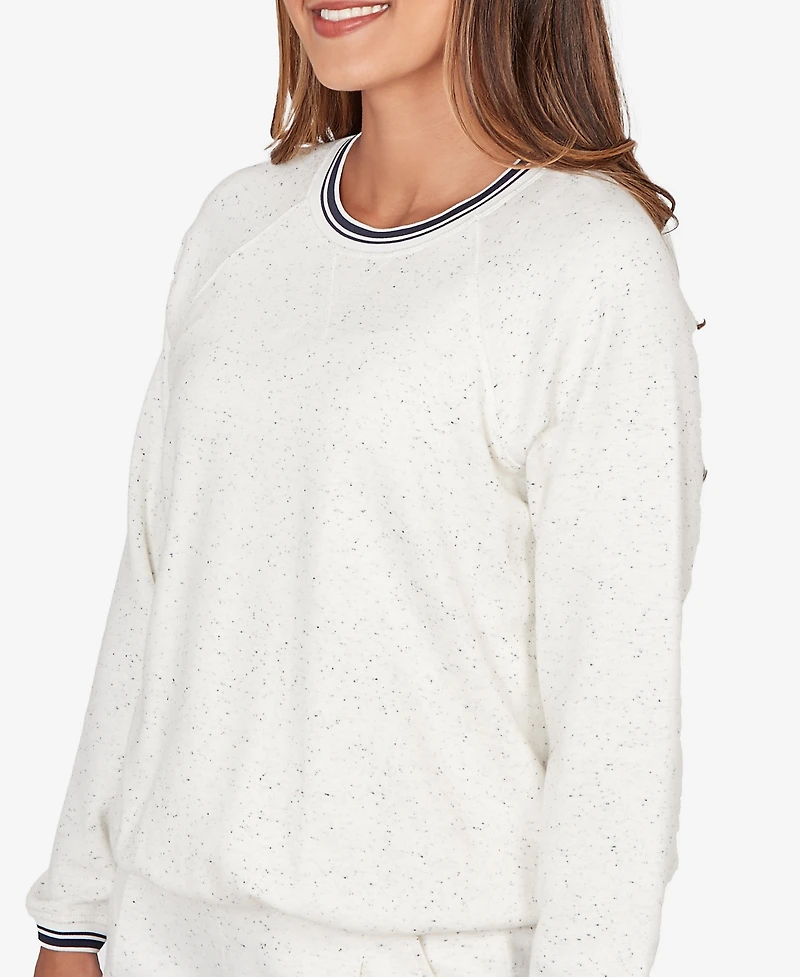 Ruby Rd. Petite Bubble Hem Fleck Knit Pullover Top