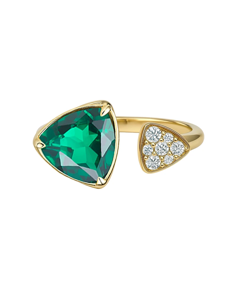 Macy's Lab-Grown Emerald (1/2 ct. t.w.) & White Sapphire (1/20 Ring 14k Gold Over Sterling Silver (also Ruby)