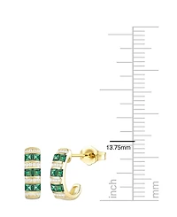 Macy's Lab-Grown Ruby (5/8 ct. t.w.) & White Sapphire (1/6 Earring 14k Gold Over Sterling Silver (also Emerald Sapphire)