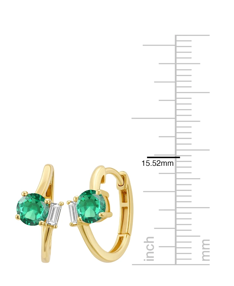 Macy's Lab-Grown Emerald (3/4 ct. t.w.) & White Sapphire (1/6 Earring 14k Gold Over Sterling Silver (also Ruby Sapphire)