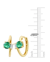 Macy's Lab-Grown Emerald (3/4 ct. t.w.) & White Sapphire (1/6 Earring 14k Gold Over Sterling Silver (also Ruby Sapphire)