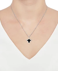 Macy's Onyx Inlay (3/4 ct. t.w.) & Lab-Grown White Sapphire (1/3 Pendant Necklace Sterling Silver (also Jade Inlay)