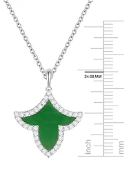 Macy's Onyx Inlay (3/4 ct. t.w.) & Lab-Grown White Sapphire (1/3 Pendant Necklace Sterling Silver (also Jade Inlay)